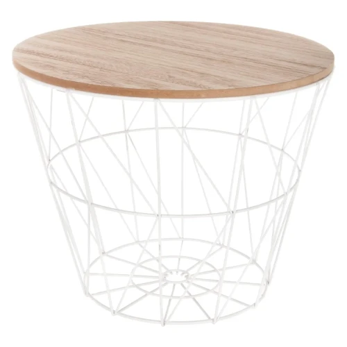 Stolik druciany z miejscem do przechowywania Kumi White Ø38 - Atmosphera