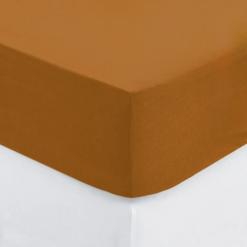 Prześcieradło bawełniane z gumką 160x200, Oeko-Tex, musztardowe - Atmosphera