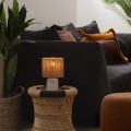 Biała lampa stołowa z plecionym kloszem Koby - Atmosphera