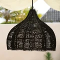 Czarny abażur rattanowy do lampy wiszącej Whipped M - Bazar Bizar