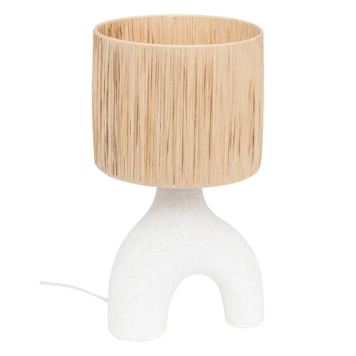 Lampa stołowa ceramiczna z kloszem z rafii Tania - Atmosphera