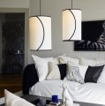 Lampa wisząca z abażurem, z bawełny organicznej Ø30, biała - PR Home
