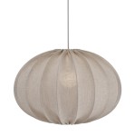 Lampa wisząca materiałowa, lniana elipsa Hilma Selected Ø60, szara - PR Home
