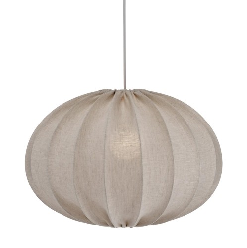 Lampa wisząca materiałowa, lniana elipsa Hilma Selected Ø60, szara - PR Home