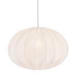 Lampa wisząca materiałowa, lniana elipsa Hilma Selected Ø50, biała - PR Home