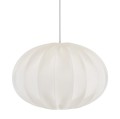 Lampa wisząca materiałowa, lniana elipsa Hilma Selected Ø60, biała - PR Home