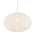 Lampa wisząca materiałowa, lniana elipsa Hilma Selected Ø60, biała - PR Home