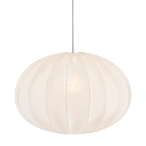 Lampa wisząca materiałowa, lniana elipsa Hilma Selected Ø60, biała - PR Home