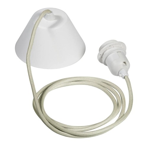 Kabel do lampy sufitowej w oplocie tekstylnym, z oprawką E27, 2.1m, beżowy - PR Home