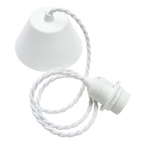 Kabel do lampy sufitowej skręcany tekstylny, z oprawką E27, 1.2m, biały - PR Home