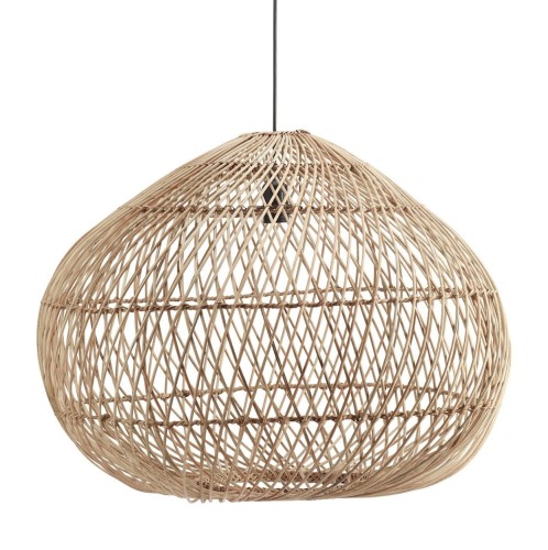 Duża lampa wisząca z rattanu Karen Ø70, naturalna - PR Home