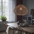 Duża lampa wisząca z rattanu Karen Ø70, naturalna - PR Home