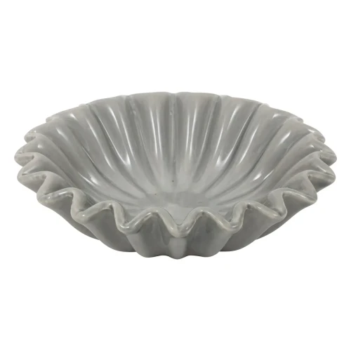 Dekoracyjna misa ceramiczna z falowanymi brzegami, szara - Atmosphera