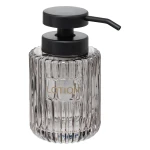 Szklany dozownik do mydła z ryflowanym wzorem, 250 ml dymiony - 5five
