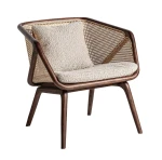 Drewniany fotel z podłokietnikami i plecionką wiedeńską Anholt, jesion - Vical