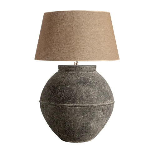 Duża lampa stołowa Contemporary 80, terakota i juta - Vical