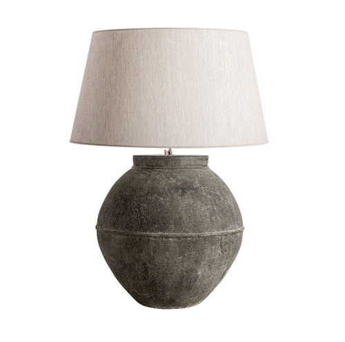 Duża lampa stołowa Contemporary 95, terakota i len - Vical