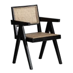 Krzesło drewniane z podłokietnikami i plecionką Cieza Black - Vical