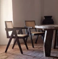 Krzesło drewniane z podłokietnikami i plecionką Cieza Black - Vical