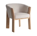 Krzesło drewniane tapicerowane z podłokietnikami Nara Beige - Vical
