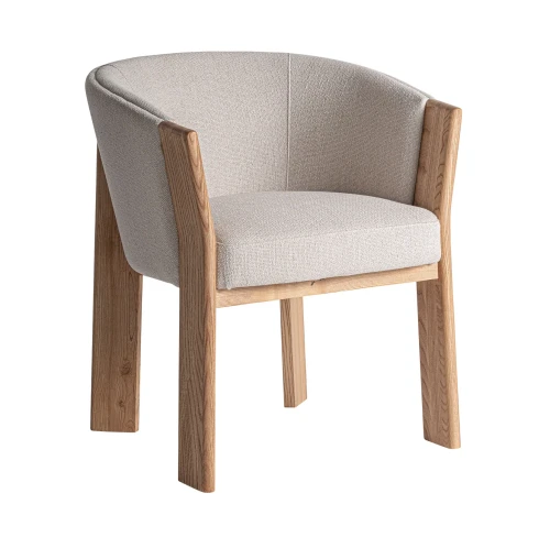 Krzesło drewniane tapicerowane z podłokietnikami Nara Beige - Vical