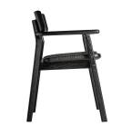 Krzesło drewniane z plecionym siedziskiem i podłokietnikami Tasque, czarne - Vical