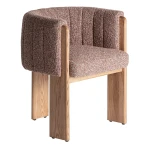 Krzesło tapicerowane z zaokrąglonym oparciem i drewnianymi nogami Cluny - Vical