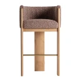 Krzesło barowe tapicerowane z drewnianymi nogami Sernier - Vical