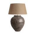 Lampa stołowa ceramiczna duża, z jutowym kloszem - Vical