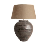 Lampa stołowa ceramiczna duża, z jutowym kloszem - Vical