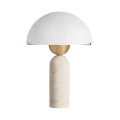 Lampa stołowa designerska, z trawertynu z białym kloszem - Vical