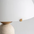 Lampa stołowa designerska, z trawertynu z białym kloszem - Vical