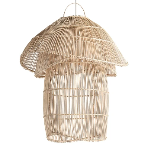 Duża lampa rattanowa z warstwowym kloszem - Vical