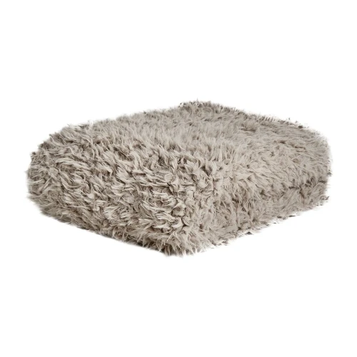 Futrzany pled z bawełny Canace 170x142, szary taupe - Vical