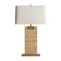 Lampa stołowa z trawertynu z kloszem bouclé - Vical