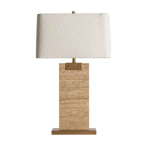 Lampa stołowa z trawertynu z kloszem bouclé - Vical