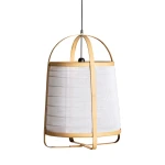 Lampa wisząca japandi Kiri, z bambusa i lnu - Vical