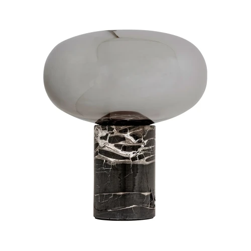 Marmurowa lampa stołowa ze szklanym srebrnym kloszem Eira Smoked - Vical