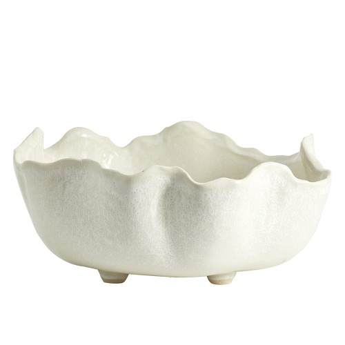 Ceramiczna miska na nóżkach o organicznym kształcie Kauai Ø35, biała - Nordal