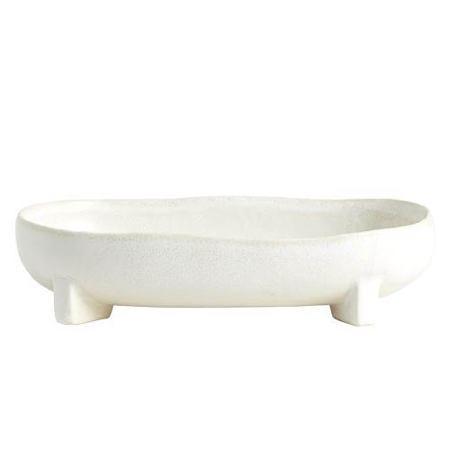 Półmisek ceramiczny na nóżkach Pemba 28x17, biały - Nordal