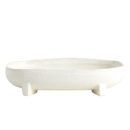 Półmisek ceramiczny na nóżkach Pemba 23x13, biały - Nordal