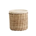 Ozdobny pojemnik rattanowy z trawertynową pokrywką Arica Ø11 - Nordal