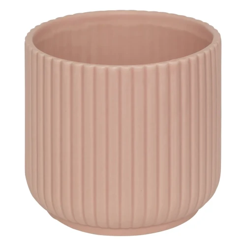 Osłonka na doniczkę rowkowana Nuria Ø13, różowa - Atmosphera