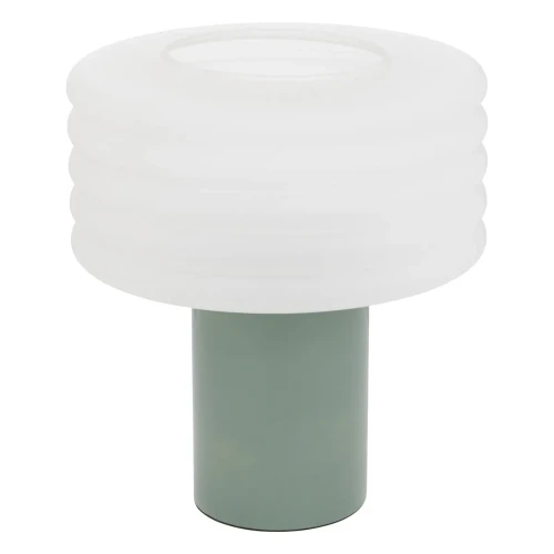 Lampa stołowa ze szklanym kloszem z reliefem Asti, zielona - Atmosphera
