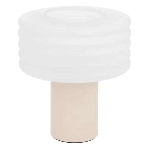 Lampa stołowa ze szklanym kloszem z reliefem Asti, beżowa - Atmosphera