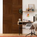 Lamele ścienne MDF na filcu akustycznym Colva 60x60, efekt orzecha włoskiego - Atmosphera