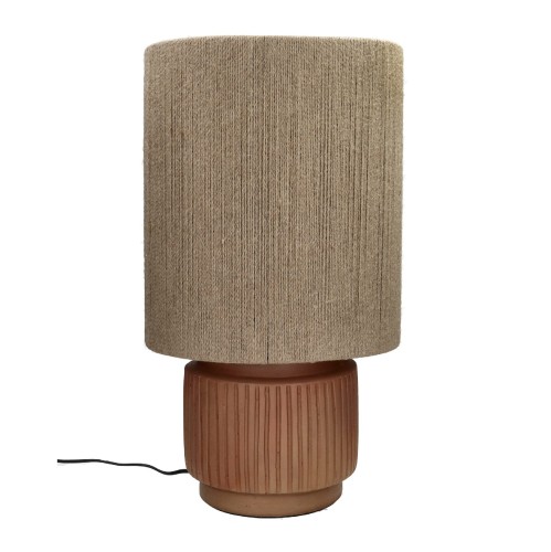 Duża lampa stołowa z jutowym kloszem Cordoba 66, terakota – Pomax