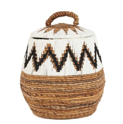 Pleciony kosz z pokrywką Little Bay Beach Ø47 - Bazar Bizar