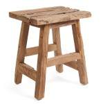 Drewniany taboret Yoke 47, z efektem postarzenia - Bazar Bizar