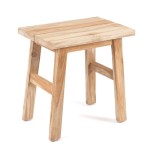 Prosty taboret z drewna tekowego Makara - Bazar Bizar